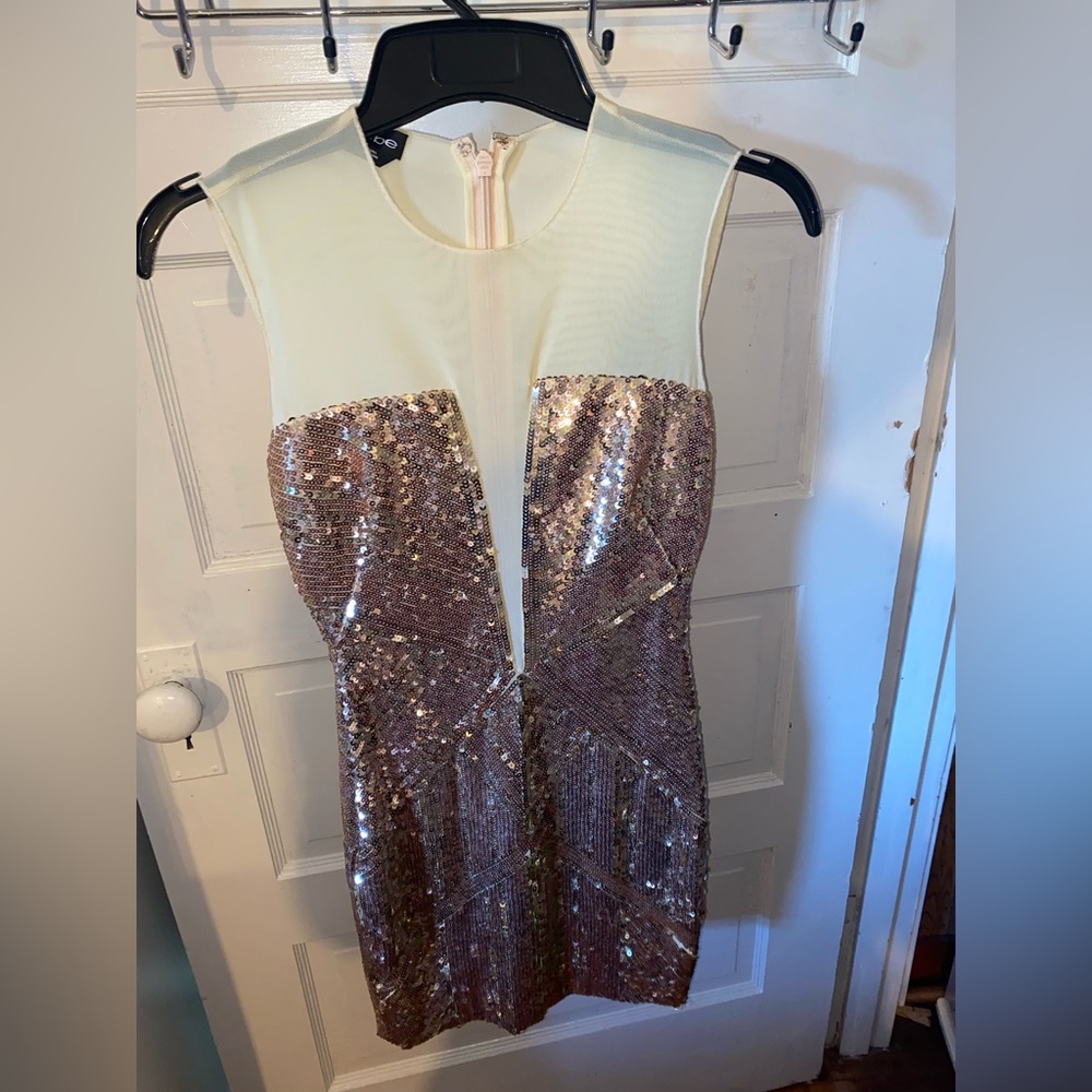 Bebe sparkly gold mini dress